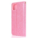 For iPhone 12 / 12 Pro Glitter Powder Horizontal Flip Leather Case with Card Slots & Holder & Photo Frame & Wallet & Lanyard(Pink)