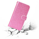 For iPhone 12 / 12 Pro Glitter Powder Horizontal Flip Leather Case with Card Slots & Holder & Photo Frame & Wallet & Lanyard(Pink)