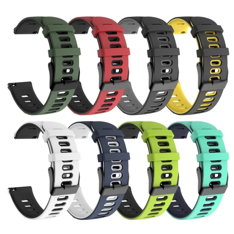 20mm For Huawei Watch GT2e 42mm / Samsung Galaxy Watch Active 2 Silicone Watch Band(Army Green+Black)