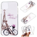 For iPhone 12 / 12 Pro Coloured Drawing Pattern Transparent TPU Protective Case(Tower Bicycle)