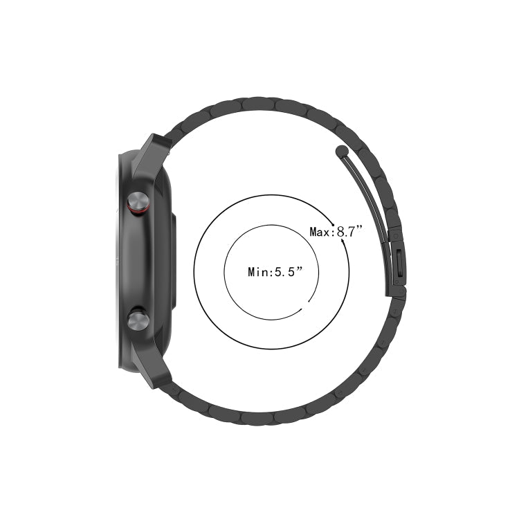 For Ticwatch GTX 22mm Three Buckle Stainless Steel Watch Band(Rose Gold)