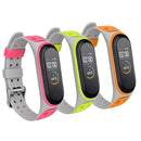 For Xiaomi Mi Band 5 Silicone Double Buckle Replacement Wrist Strap(Grey+Pink)