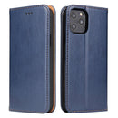 For iPhone 12 mini Fierre Shann PU Genuine Leather Texture Horizontal Flip Leather Case with Holder & Card Slots & Wallet(Blue)