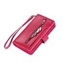 For iPhone SE 2022 / SE 2020 / 8 / 7 Multifunctional Zipper Horizontal Flip Leather Case with Holder & Wallet & 9 Card Slots & Lanyard(Rose Red)