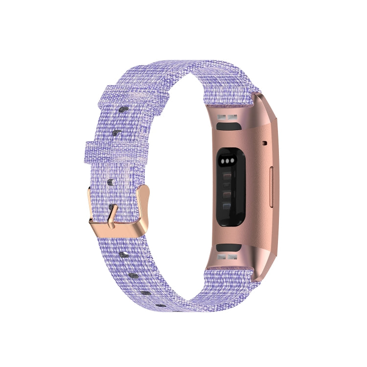For Fitbit Charge 4 / Charge 3 / Charge3 SE Braided Nylon Watch Band Plastic Head, Size: Free Size(Purple)