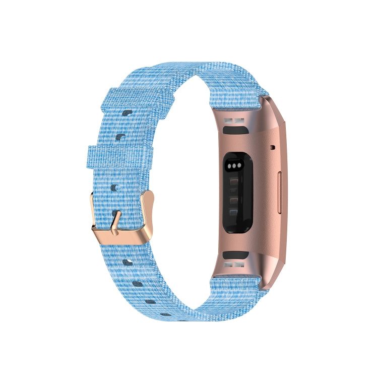 For Fitbit Charge 4 / Charge 3 / Charge3 SE Braided Nylon Watch Band Plastic Head, Size: Free Size(Light Blue)