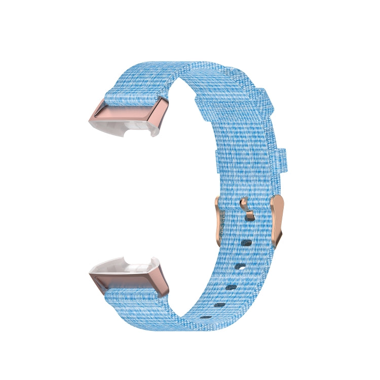 For Fitbit Charge 4 / Charge 3 / Charge3 SE Braided Nylon Watch Band Plastic Head, Size: Free Size(Light Blue)