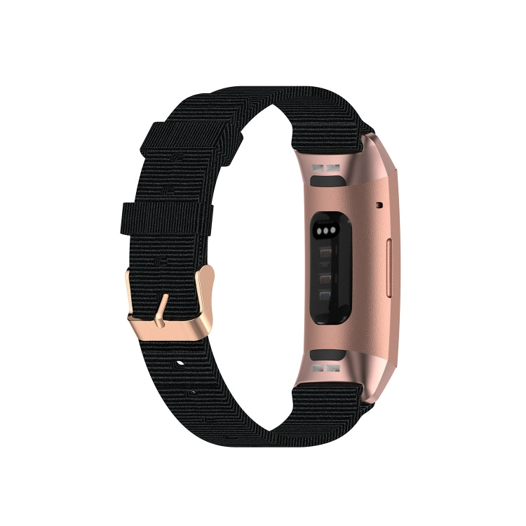 For Fitbit Charge 4 / Charge 3 / Charge3 SE Braided Nylon Watch Band Plastic Head, Size: Free Size(Black)