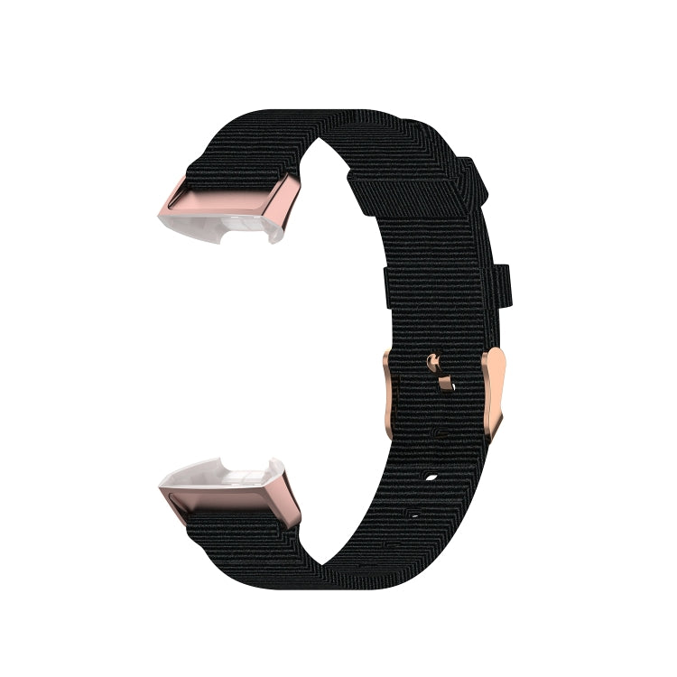 For Fitbit Charge 4 / Charge 3 / Charge3 SE Braided Nylon Watch Band Plastic Head, Size: Free Size(Black)