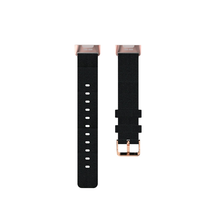 For Fitbit Charge 4 / Charge 3 / Charge3 SE Braided Nylon Watch Band Plastic Head, Size: Free Size(Black)