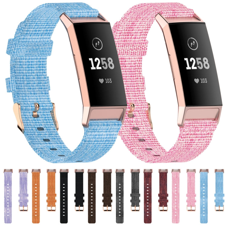For Fitbit Charge 4 / Charge 3 / Charge3 SE Braided Nylon Watch Band Plastic Head, Size: Free Size(Light Blue)