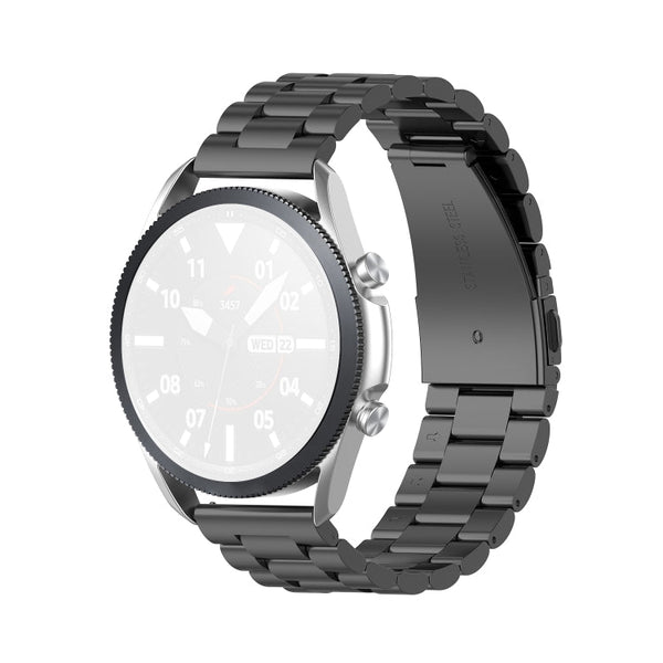 For Galaxy Watch 3 41mm Three Stainless Steel Watch Band, Size: 20mm(Black)