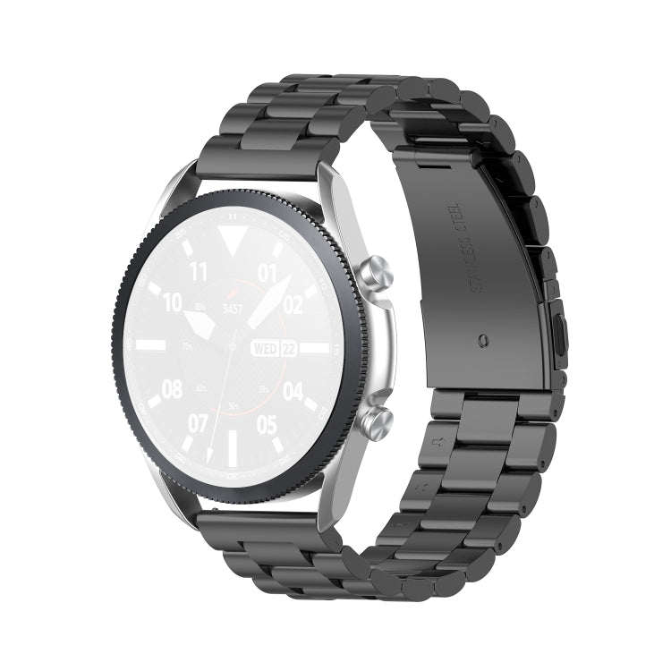 For Galaxy Watch 3 41mm Three Stainless Steel Watch Band, Size: 20mm(Black)
