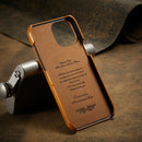For iPhone 12 / 12 Pro Fierre Shann Retro Oil Wax Texture PU Leather Case with Card Slots(Yellow)