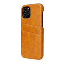 For iPhone 12 / 12 Pro Fierre Shann Retro Oil Wax Texture PU Leather Case with Card Slots(Yellow)