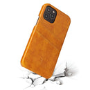 For iPhone 12 / 12 Pro Fierre Shann Retro Oil Wax Texture PU Leather Case with Card Slots(Yellow)