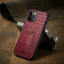 For iPhone 12 / 12 Pro Fierre Shann Crocodile Texture PU Leather Protective Case with Card Slot(Red)