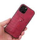 For iPhone 12 / 12 Pro Fierre Shann Crocodile Texture PU Leather Protective Case with Card Slot(Red)