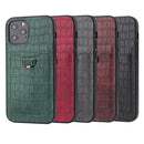 For iPhone 12 / 12 Pro Fierre Shann Crocodile Texture PU Leather Protective Case with Card Slot(Red)