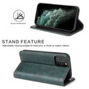 For iPhone 12 / 12 Pro Fierre Shann Retro Tree Bark Texture PU Magnetic Horizontal Flip Leather Case with Holder & Card Slots & Wallet(Green)
