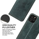 For iPhone 12 / 12 Pro Fierre Shann Retro Tree Bark Texture PU Magnetic Horizontal Flip Leather Case with Holder & Card Slots & Wallet(Green)