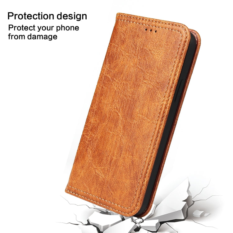 For iPhone 12 mini Fierre Shann Retro Tree Bark Texture PU Magnetic Horizontal Flip Leather Case with Holder & Card Slots & Wallet(Brown)