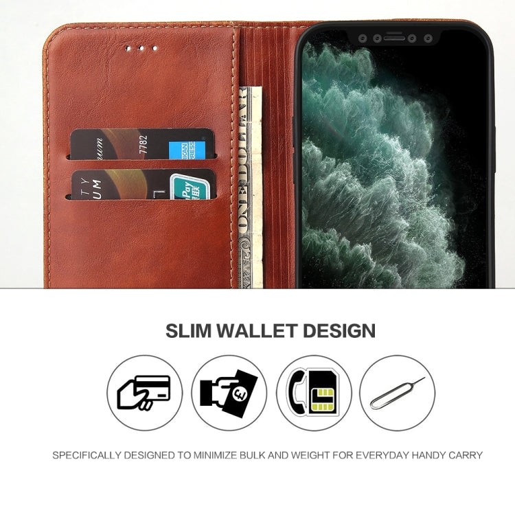 For iPhone 12 mini Fierre Shann Retro Tree Bark Texture PU Magnetic Horizontal Flip Leather Case with Holder & Card Slots & Wallet(Brown)