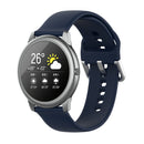 For Xiaomi Haylou Solar LS05 Silicone Solid Color Silver Buckle Watch Band, Size: 22mm(Midnight Blue)