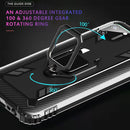 For OPPO Realme C11 Carbon Fiber Protective Case with 360 Degree Rotating Ring Holder(Black)