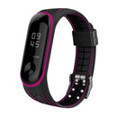 For Xiaomi Mi Band 4 / 3 Silicone Two-color Thread Watch Band, Style:Bamboo Joint Texture(Rose Red)