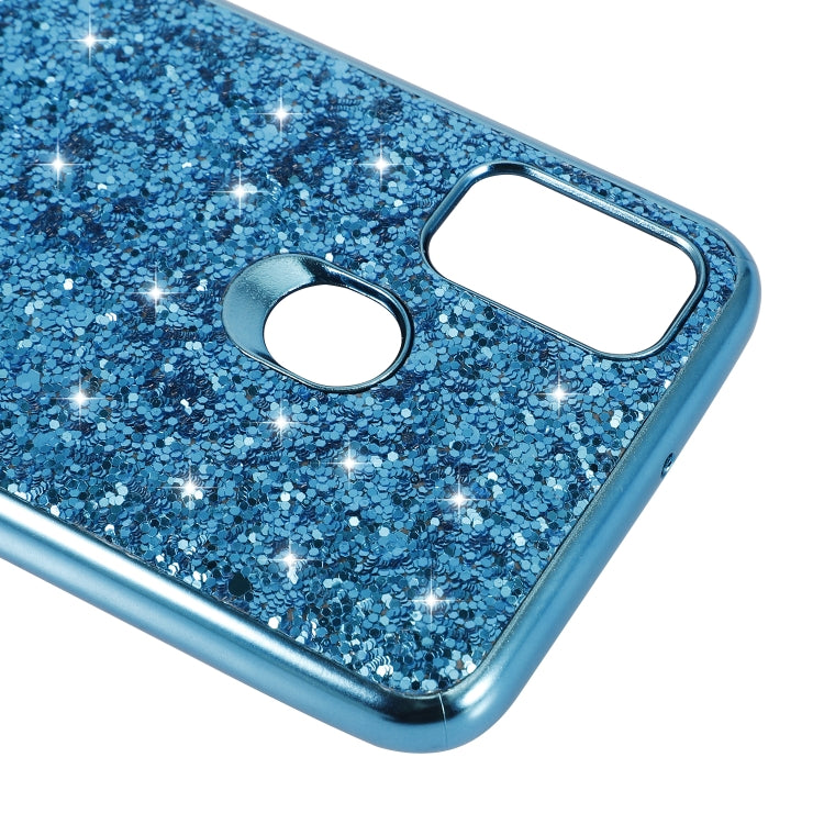 For Samsung Galaxy A21s Glitter Powder Shockproof TPU Protective Case(Blue)