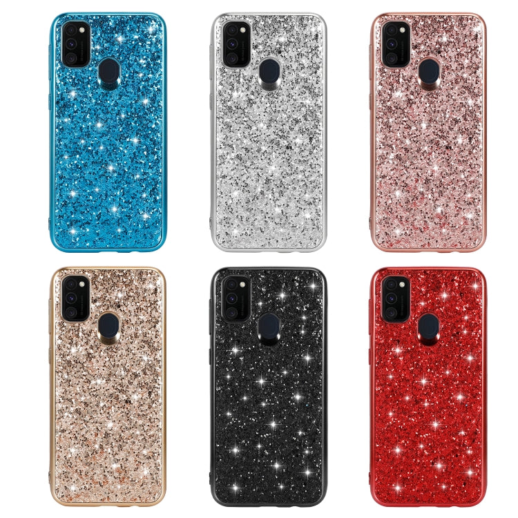 For Samsung Galaxy A21s Glitter Powder Shockproof TPU Protective Case(Black)