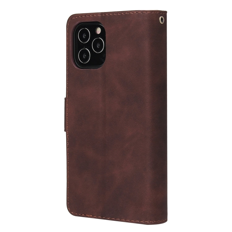 For iPhone 12 / 12 Pro Multifunctional Retro Frosted Horizontal Flip Leather Case with Card Slot & Holder & Zipper Wallet & Photo Frame & Lanyard(Coffee)