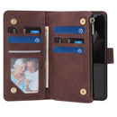For iPhone 12 / 12 Pro Multifunctional Retro Frosted Horizontal Flip Leather Case with Card Slot & Holder & Zipper Wallet & Photo Frame & Lanyard(Coffee)