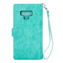 For Samsung Galaxy Note9 Multifunctional Zipper Horizontal Flip Leather Case with Holder & Wallet & 9 Card Slots & Lanyard(Mint Green)
