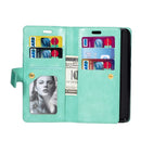 For Samsung Galaxy Note9 Multifunctional Zipper Horizontal Flip Leather Case with Holder & Wallet & 9 Card Slots & Lanyard(Mint Green)