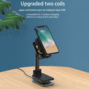 T6 2 in 1 Portable Folding Stand Wireless Charging, Style:Double Charge(White)