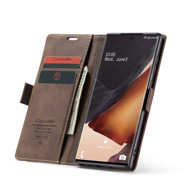 For Samsung Galaxy Note20 CaseMe Multifunctional Horizontal Flip Leather Case, with Card Slot & Holder & Wallet(Coffee)