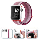 For Apple Watch Series 7 41mm / 6 & SE & 5 & 4 40mm / 3 & 2 & 1 38mm Nylon Loop Watch Band(Berry Color)