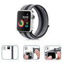 For Apple Watch Series 7 41mm / 6 & SE & 5 & 4 40mm / 3 & 2 & 1 38mm Nylon Loop Watch Band(Striped Black)