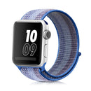 For Apple Watch Series 7 41mm / 6 & SE & 5 & 4 40mm / 3 & 2 & 1 38mm Nylon Loop Watch Band(Striped Lake Blue)