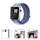 For Apple Watch Series 7 41mm / 6 & SE & 5 & 4 40mm / 3 & 2 & 1 38mm Nylon Loop Watch Band(Striped Lake Blue)
