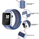 For Apple Watch Series 7 41mm / 6 & SE & 5 & 4 40mm / 3 & 2 & 1 38mm Nylon Loop Watch Band(Striped Lake Blue)