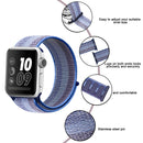 For Apple Watch Series 7 41mm / 6 & SE & 5 & 4 40mm / 3 & 2 & 1 38mm Nylon Loop Watch Band(Striped Blue)
