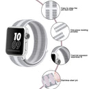 For Apple Watch Series 7 45mm / 6 & SE & 5 & 4 44mm / 3 & 2 & 1 42mm Nylon Loop Watch Band(White Pinstripe)