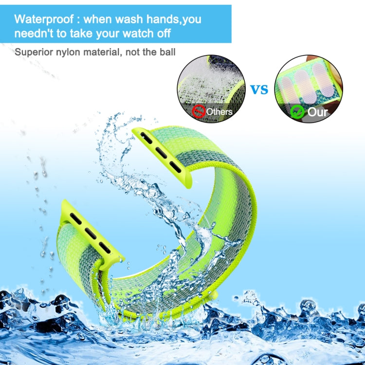 For Apple Watch Series 7 45mm / 6 & SE & 5 & 4 44mm / 3 & 2 & 1 42mm Nylon Loop Watch Band(Pollen Yellow)