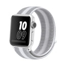 For Apple Watch Series 7 45mm / 6 & SE & 5 & 4 44mm / 3 & 2 & 1 42mm Nylon Loop Watch Band(Striped White)