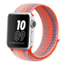 For Apple Watch Series 7 45mm / 6 & SE & 5 & 4 44mm / 3 & 2 & 1 42mm Nylon Loop Watch Band(Striped Rrange Red)