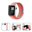 For Apple Watch Series 7 45mm / 6 & SE & 5 & 4 44mm / 3 & 2 & 1 42mm Nylon Loop Watch Band(Striped Rrange Red)