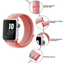 For Apple Watch Series 7 45mm / 6 & SE & 5 & 4 44mm / 3 & 2 & 1 42mm Nylon Loop Watch Band(Striped Rrange Red)